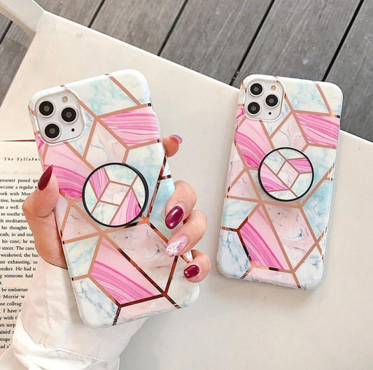 Rainbow Marble Slim Case Cover With Holder