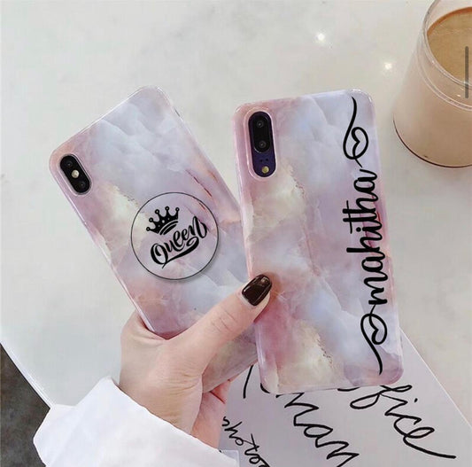 The Custom Marble Slim Case Cover With Queen Holder