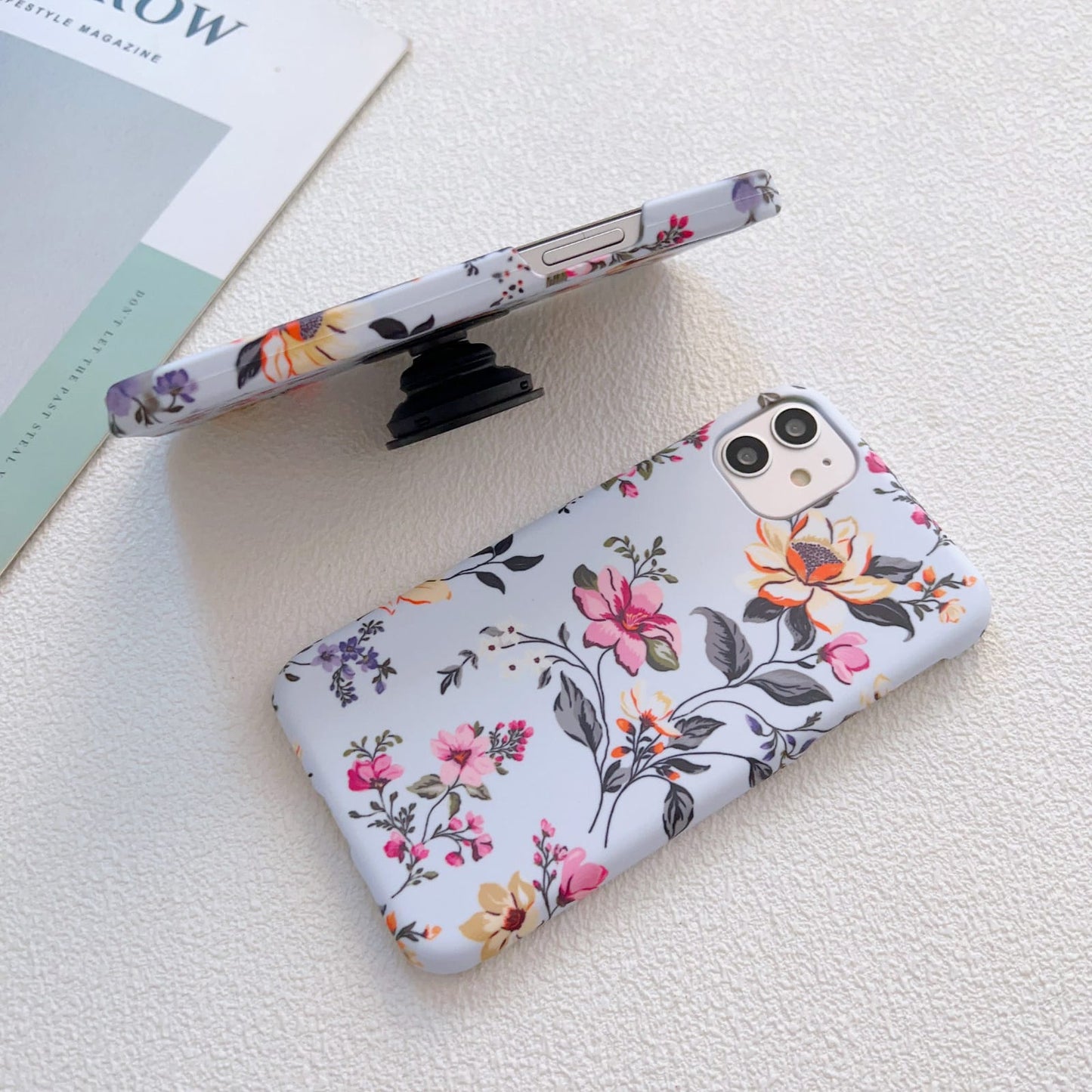 Blue Floral Slim Case Cover With Customised Holder