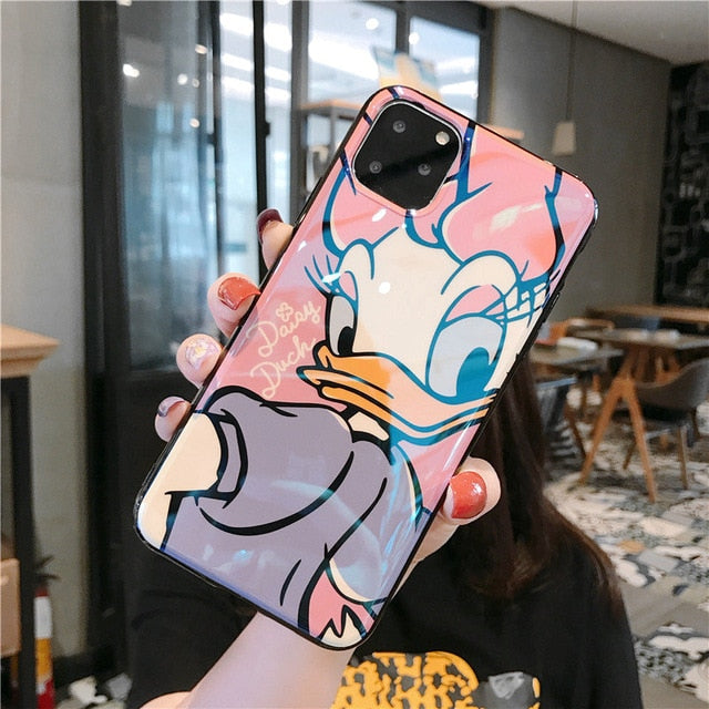 Cute Mickey Minnie Cartoon Glass Case